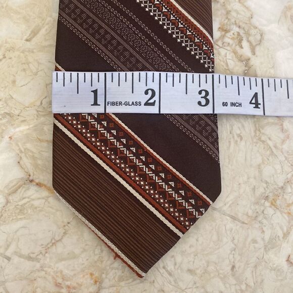 Vintage Christian Dior Tie Brown & Tan Retro Tones - Picture 8 of 8